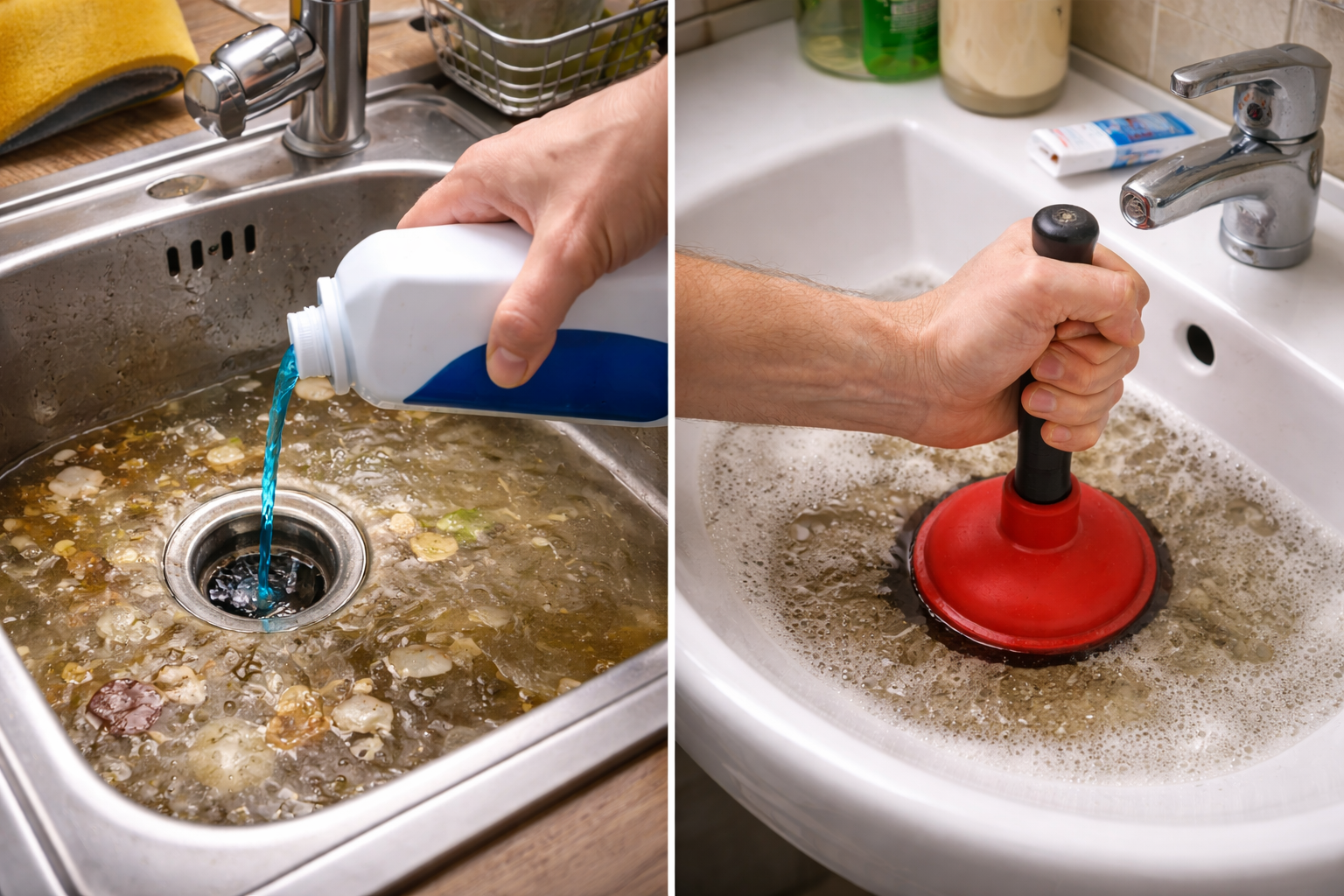 Zatkany odpływ w zlewie lub umywalce